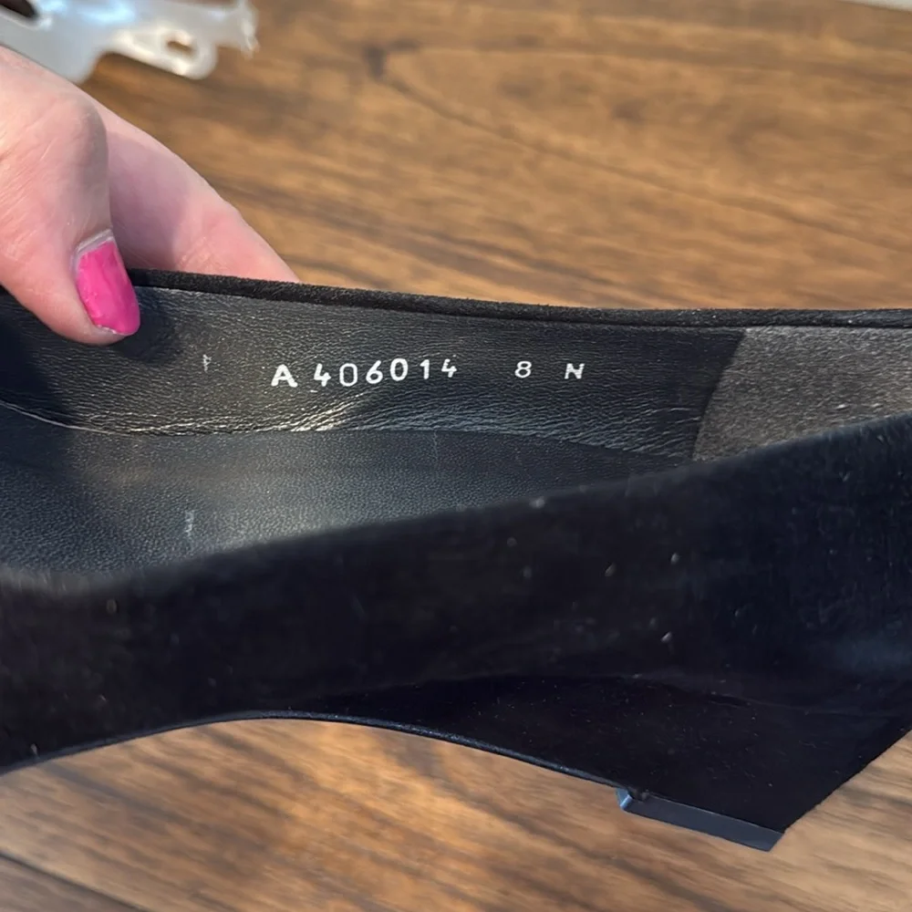 Stuart Weitzman‎ Suede Studded Access Heels Wedge 8N - Picture 8 of 13
